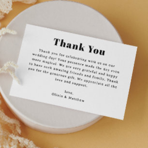 Tarjeta De Agradecimiento Boda Minimalista Tipografía Moderna Neutral
