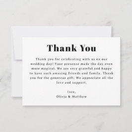 Tarjeta De Agradecimiento Boda Minimalista | Tipografía Moderna Neutral