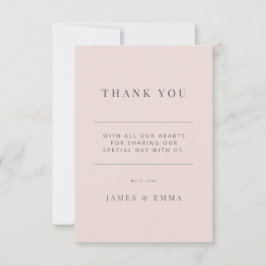 Tarjeta De Agradecimiento Boda Minimalista | Tono Rosa Cálido