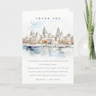 Tarjeta De Agradecimiento Boda mínimo de la acuarela de Kansas City Missouri
