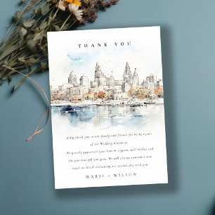 Tarjeta De Agradecimiento Boda mínimo de la acuarela de Kansas City Missouri