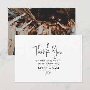 Tarjeta De Agradecimiento Boda Mínimo Gracias Personalizado Escrito A Mano F