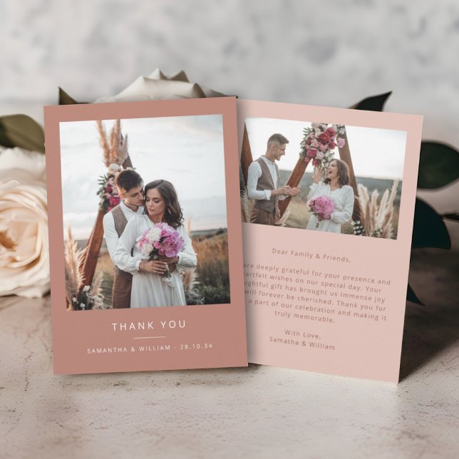 Tarjeta De Agradecimiento Boda mínimo simple gracias 2 imágenes (Subido por el creador)