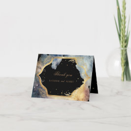Tarjeta De Agradecimiento Boda místico de la luna de oro celeste