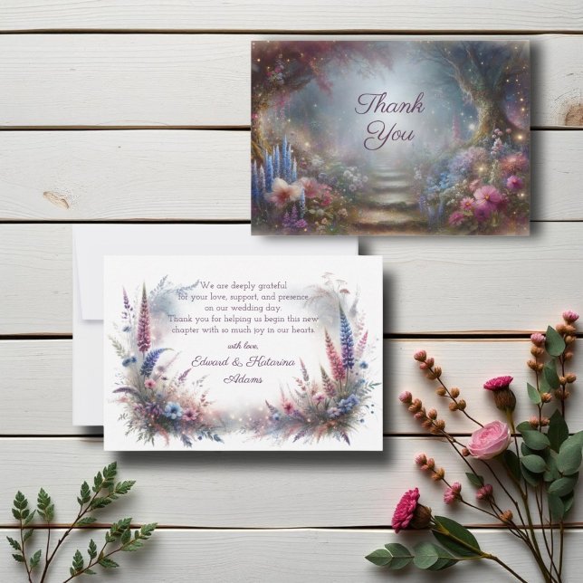 Tarjeta De Agradecimiento Boda místico de los bosques florales (Subido por el creador)