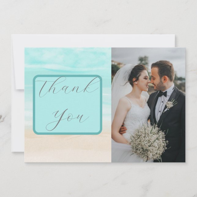 Tarjeta De Agradecimiento Boda moderna abstracta de playa (Anverso)
