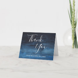 Tarjeta De Agradecimiento Boda moderna acuarela azul marino
