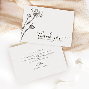 Tarjeta De Agradecimiento Boda Moderna Boho Flor Silvestre Periwinkle