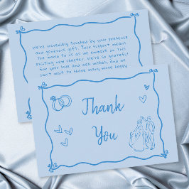 Tarjeta De Agradecimiento Boda moderna caprichosa con corazón dibujado a man