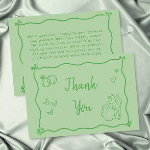 Tarjeta De Agradecimiento Boda moderna caprichosa corazón dibujado a mano ve