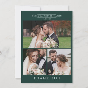 Tarjeta De Agradecimiento Boda moderna con 3 fotos y letras a mano