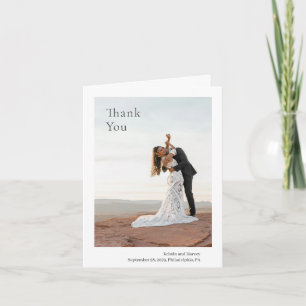 Tarjeta De Agradecimiento Boda moderna con foto elegante en blanco y negro