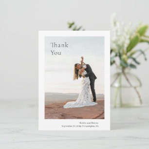 Tarjeta De Agradecimiento Boda moderna con foto elegante en blanco y negro