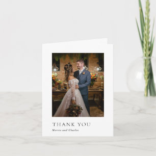 Tarjeta De Agradecimiento Boda moderna con foto elegante en blanco y negro