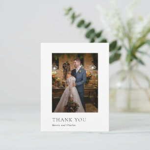 Tarjeta De Agradecimiento Boda moderna con foto elegante en blanco y negro