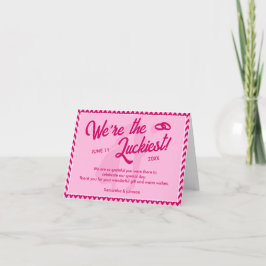 Tarjeta De Agradecimiento Boda Moderna con Raya de Chevron Rosa Claro