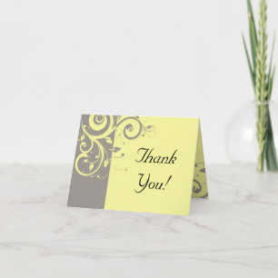 Tarjeta De Agradecimiento Boda Moderna con Remolino Amarillo y Gris