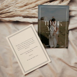 Tarjeta De Agradecimiento Boda Moderna con Superposición de Foto Completa y 