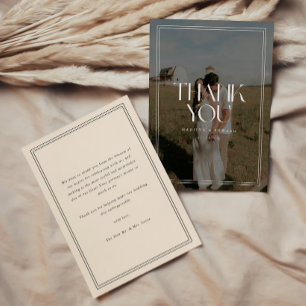Tarjeta De Agradecimiento Boda Moderna con Superposición de Foto Completa y 