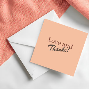 Tarjeta De Agradecimiento Boda Moderna Coral Melocotón Amor y Gracias