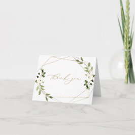 Tarjeta De Agradecimiento Boda Moderna Cuadrícula Acuarela Dorado