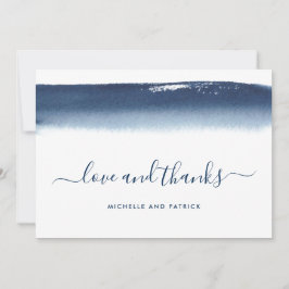 Tarjeta De Agradecimiento Boda moderna de acuarela azul marino