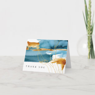 Tarjeta De Agradecimiento Boda moderna de acuarela de mar y arena