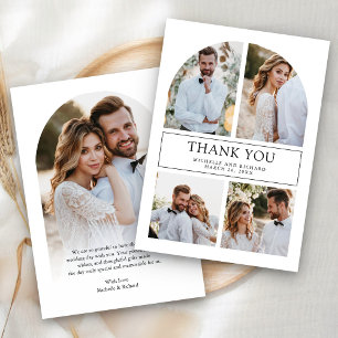 Tarjeta De Agradecimiento Boda Moderna de Colaje de Fotos en Arquitectura en