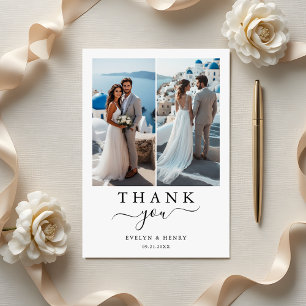 Tarjeta De Agradecimiento Boda moderna de dos fotos de destino
