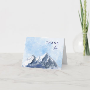 Tarjeta De Agradecimiento Boda moderna de invierno con patrón de montaña