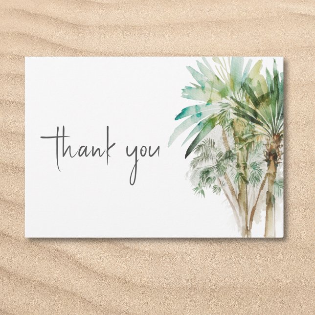 Tarjeta De Agradecimiento Boda moderna de palmeras tropicales (Tropical Palm Trees Modern Wedding Thank You Card)