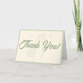 Tarjeta De Agradecimiento Boda Moderna de Raya Ondulada Verde Salvia
