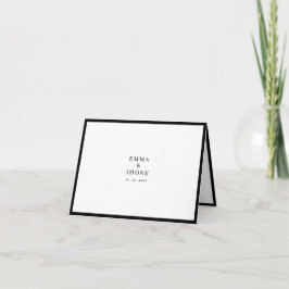 Tarjeta De Agradecimiento Boda Moderna Editorial en Blanco y Negro 