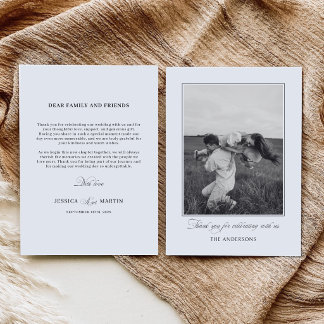 Tarjeta De Agradecimiento Boda Moderna Editorial Monocroma Blanco y Negro