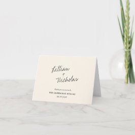 Tarjeta De Agradecimiento Boda moderna elegante de marfil