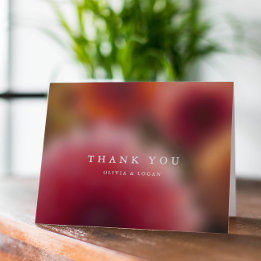 Tarjeta De Agradecimiento Boda moderna elegante de verano y otoño con desenf