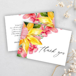 Tarjeta De Agradecimiento Boda moderna elegante floral tropical de destino