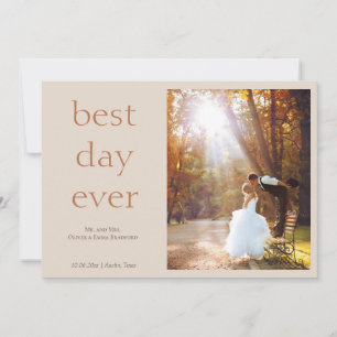 Tarjeta De Agradecimiento Boda Moderna Elegante Foto Mejor Día de la Boda