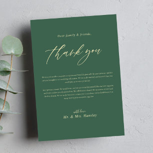 Tarjeta De Agradecimiento Boda moderna elegante minimalista con caligrafía v