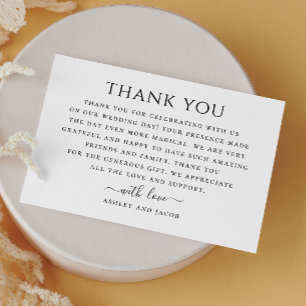 Tarjeta De Agradecimiento Boda moderna en blanco y negro. Simple y limpio