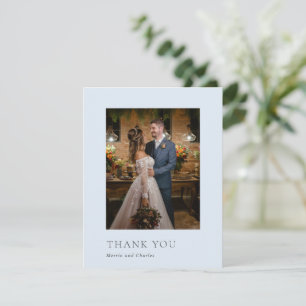 Tarjeta De Agradecimiento Boda moderna foto azul en polvo elegante