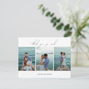 Tarjeta De Agradecimiento Boda moderna foto en blanco y negro limpia