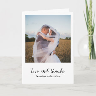 Tarjeta De Agradecimiento Boda Moderna Foto en Blanco y Negro Limpia