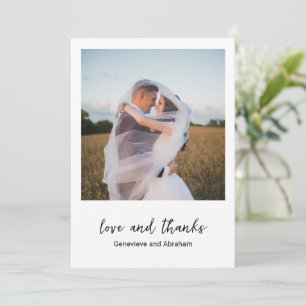Tarjeta De Agradecimiento Boda moderna foto en blanco y negro limpia