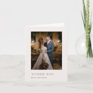 Tarjeta De Agradecimiento Boda moderna foto neutral elegante