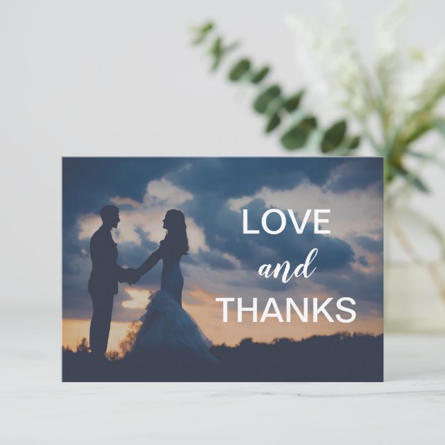 Tarjeta De Agradecimiento Boda Moderna Foto Simple (Anverso de pie)