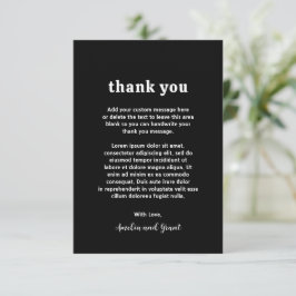 Tarjeta De Agradecimiento Boda Moderna Fuente Retro Negra
