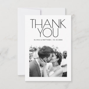 Tarjeta De Agradecimiento Boda Moderna Limpia   Foto Minimalista Elegante