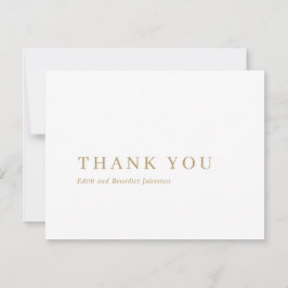 Tarjeta De Agradecimiento Boda moderna minimalista en oro