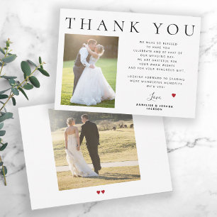 Tarjeta De Agradecimiento Boda moderna minimalista simple de 2 fotos